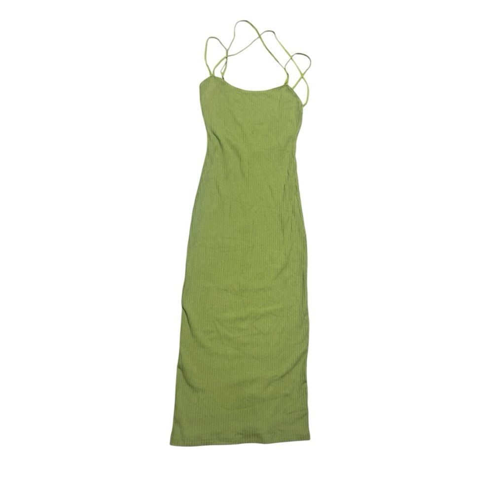 🔥 REFORMATION light green ribbed tencel blend open back midi dress sz xsmall